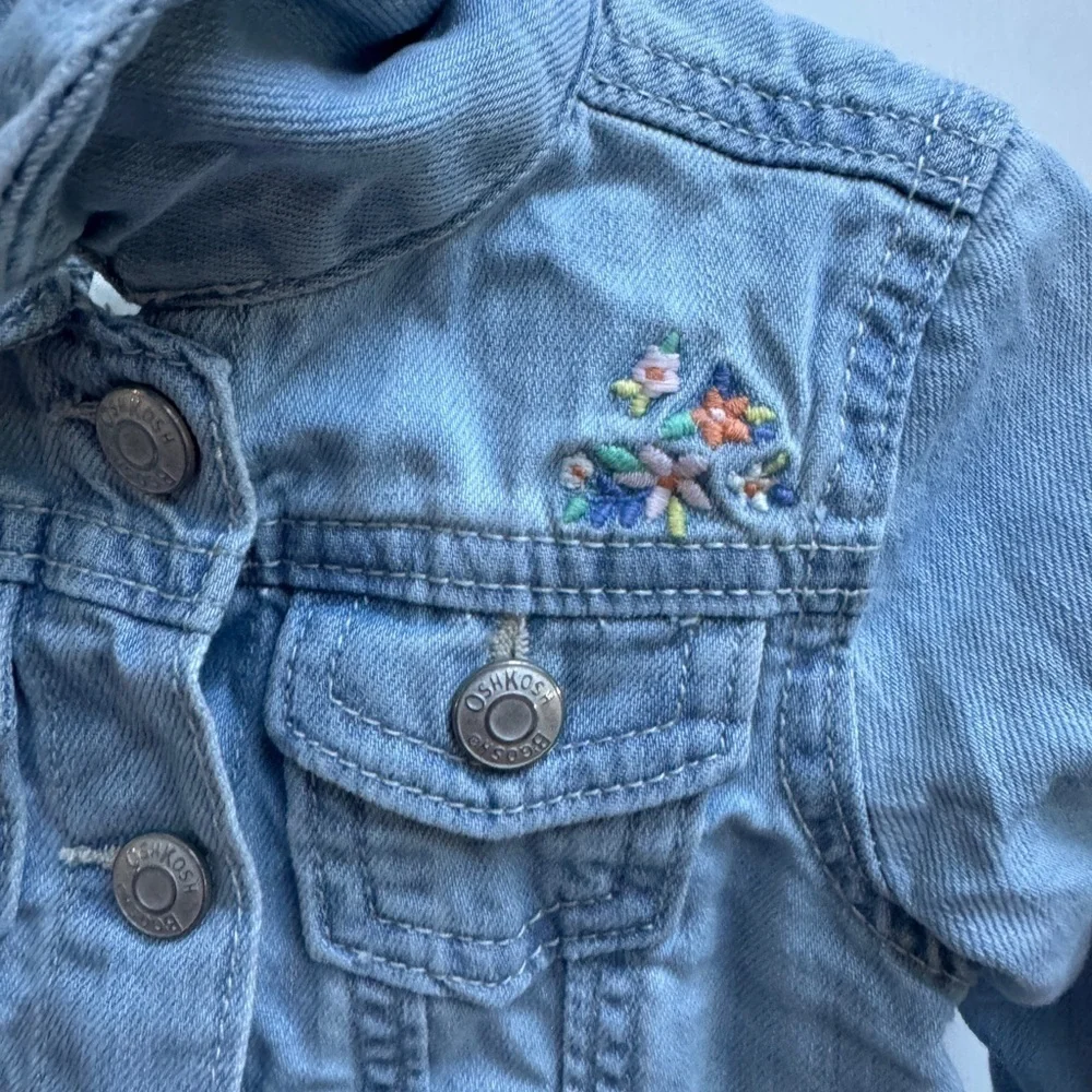 NWOT Oshkosh B’Gosh 18M Blue Denim Floral Girls Jean Jacket
